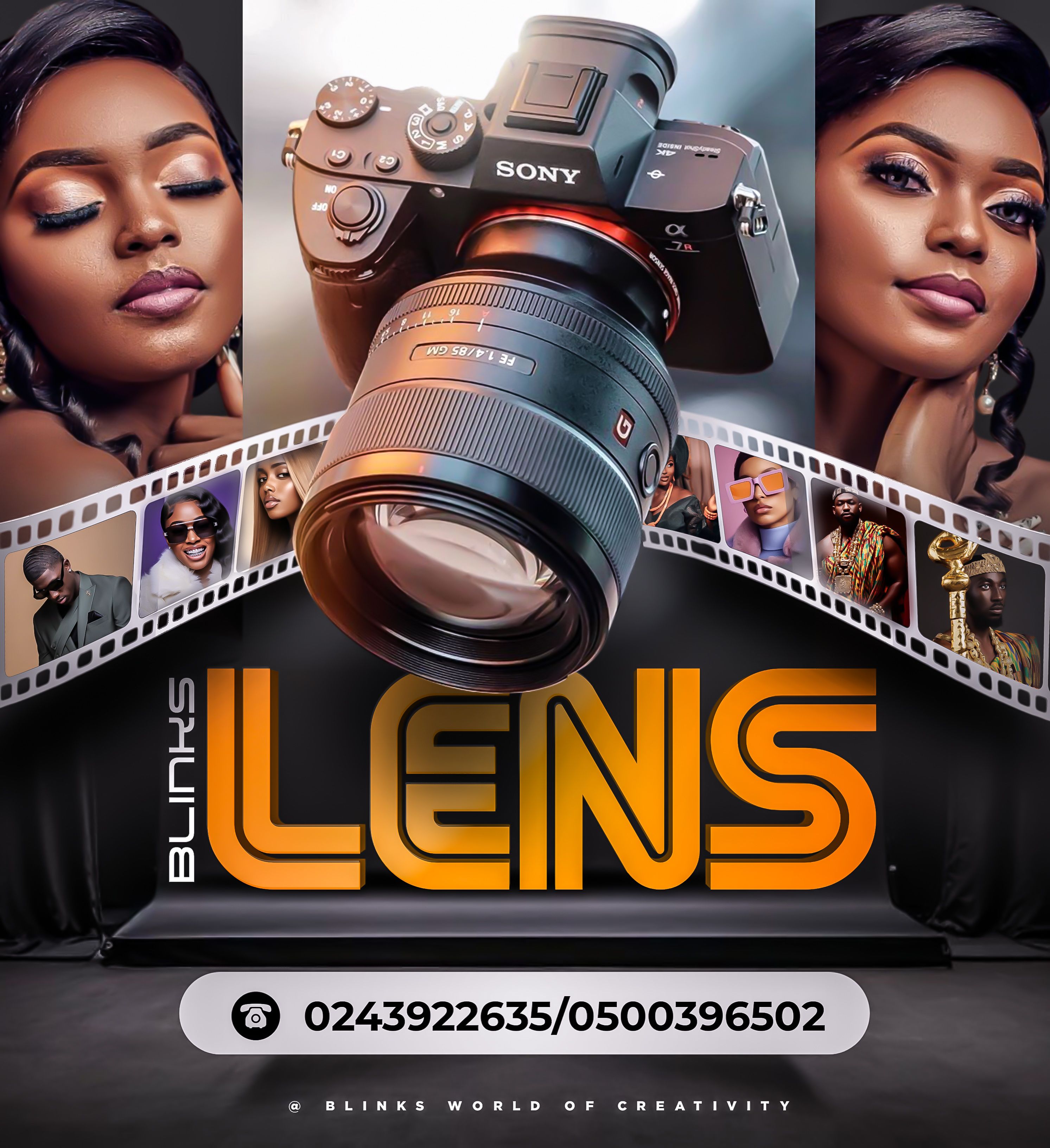 Instagram post: Lens and film-strip composition supports service ad