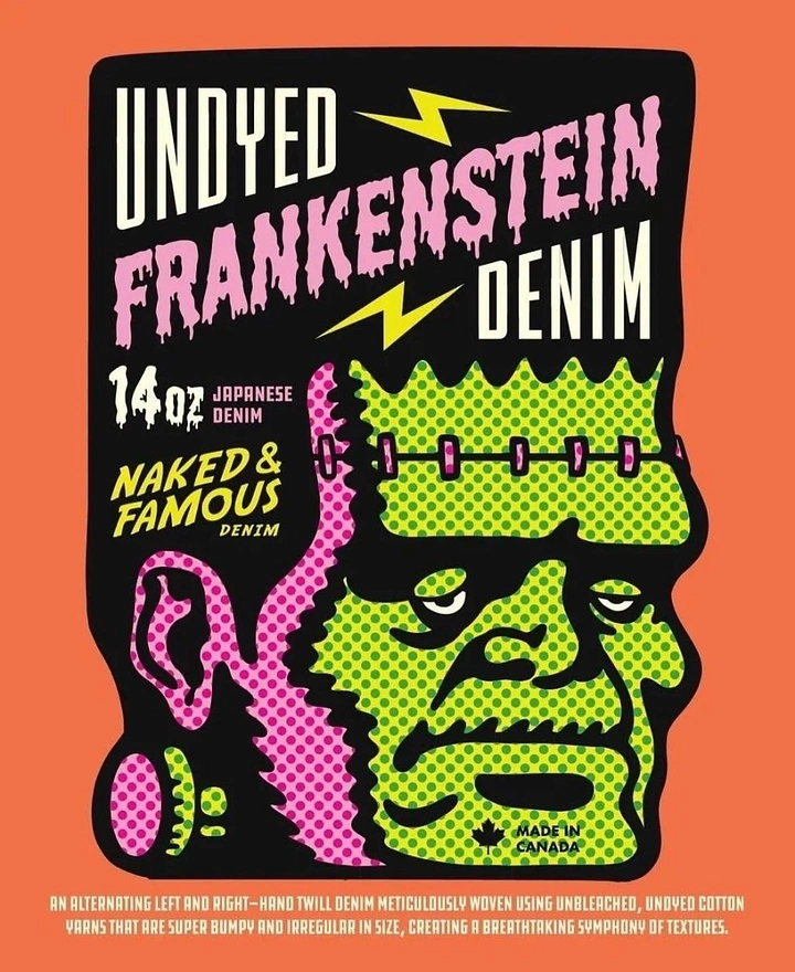 Halloween creative ad: Halftone pop-art Frankenstein head