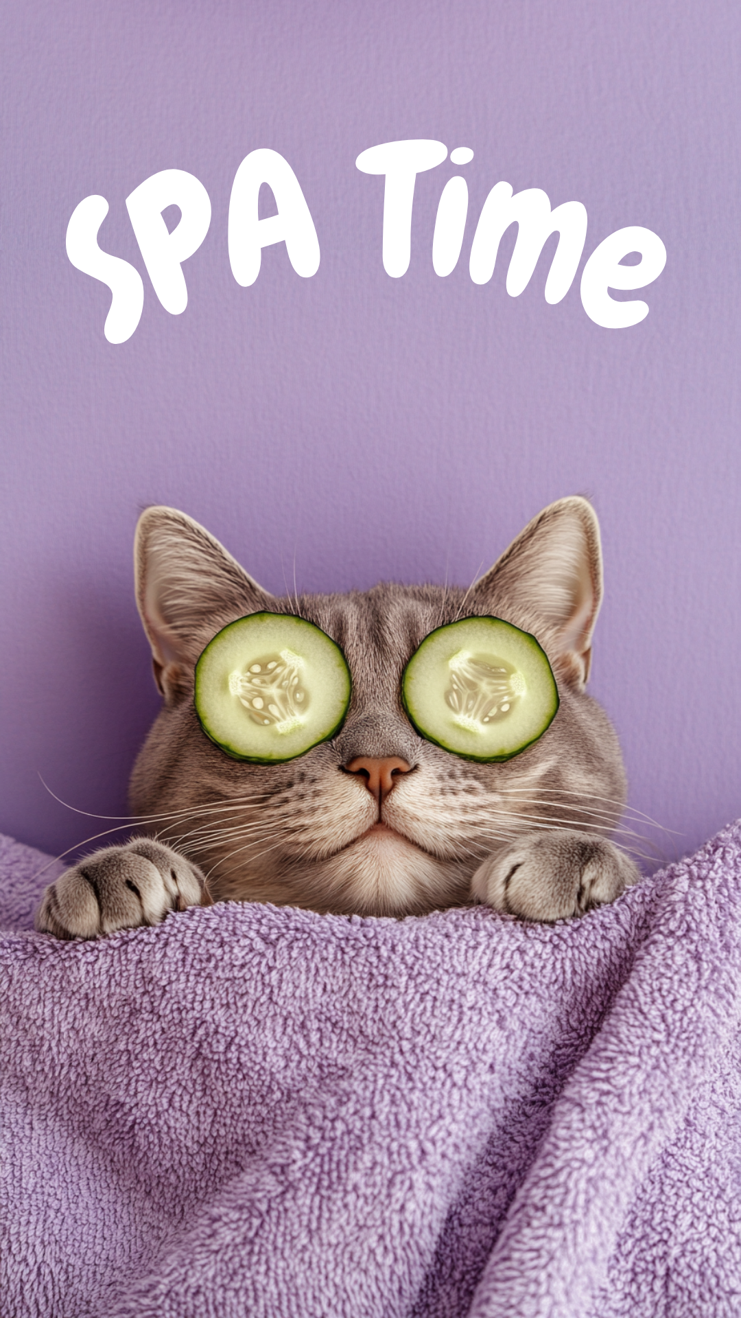 Story: Cat with cucumber eyes spa pun