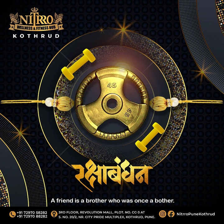 Raksha Bandhan creative ad: Gold 45 weight plate used as the centre of a rakhi