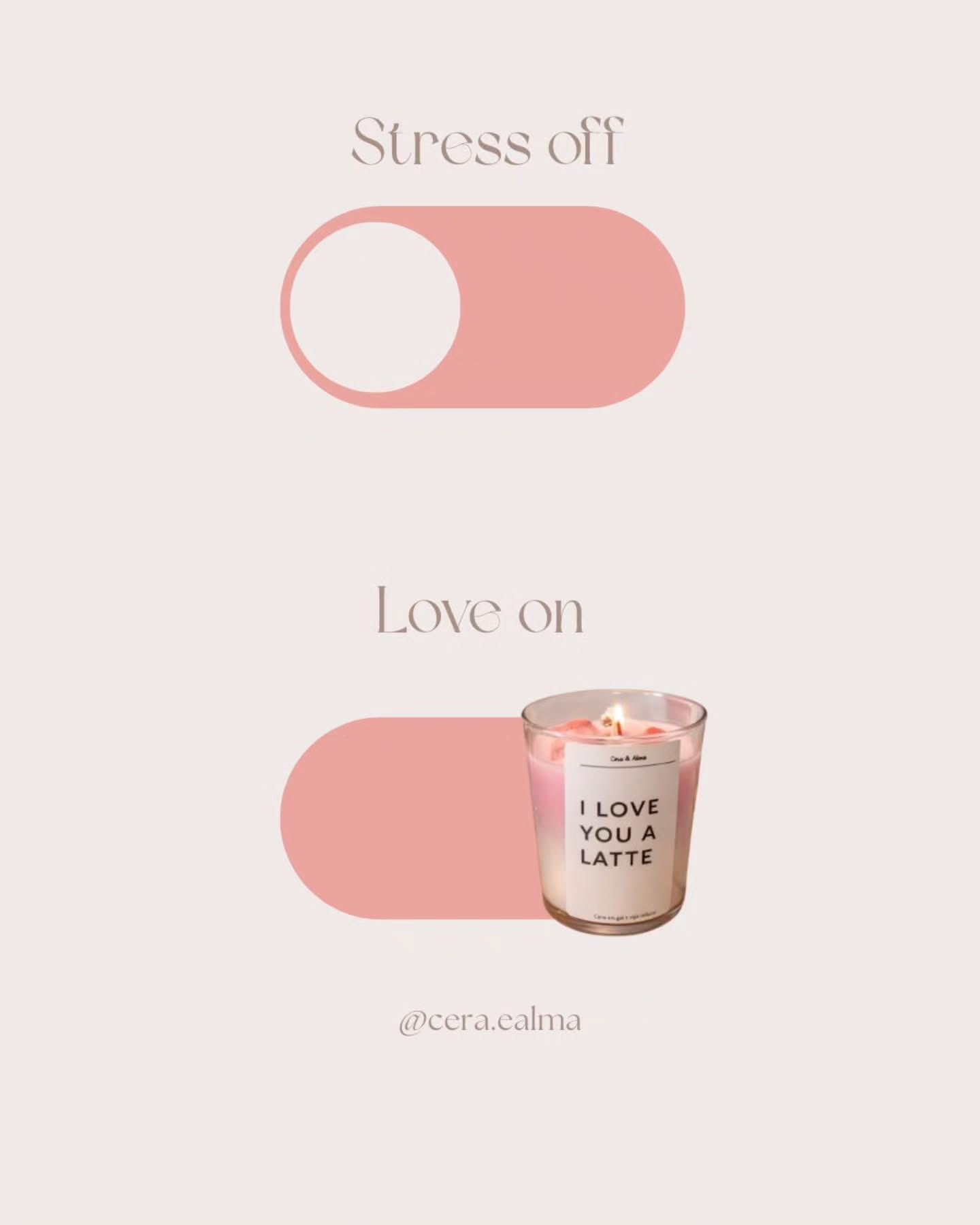 Instagram post: Toggle switches: stress off, love on