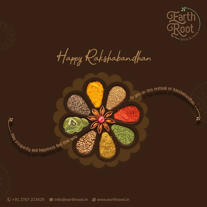 Raksha Bandhan creative ad: Rakhi flower built from bowls of spices