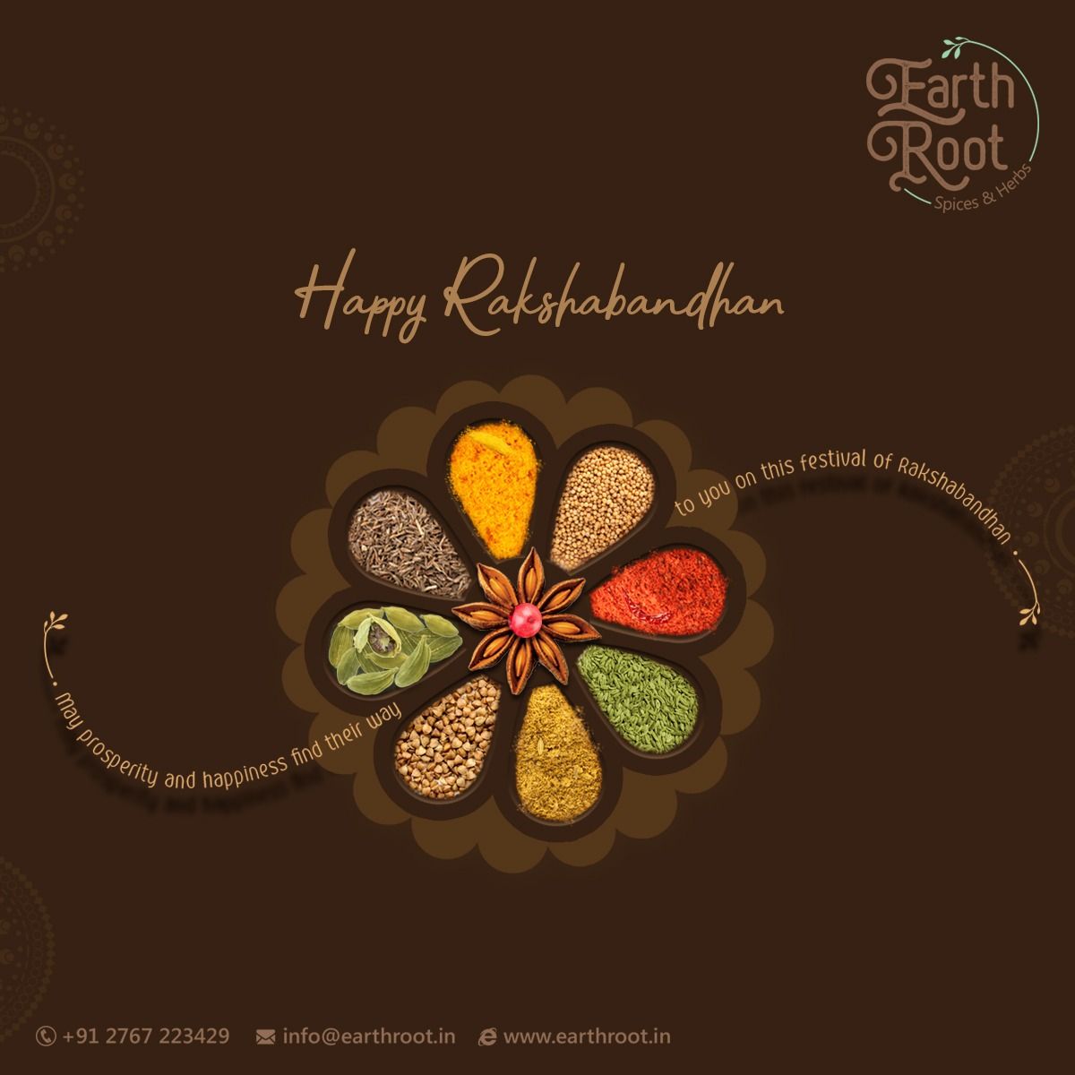 Rakhi flower built from bowls of spices