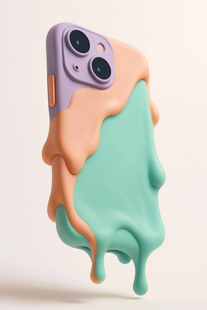 Phone Cases & Mobile Accessories creative ad: Melting-case visual metaphor, clean execution