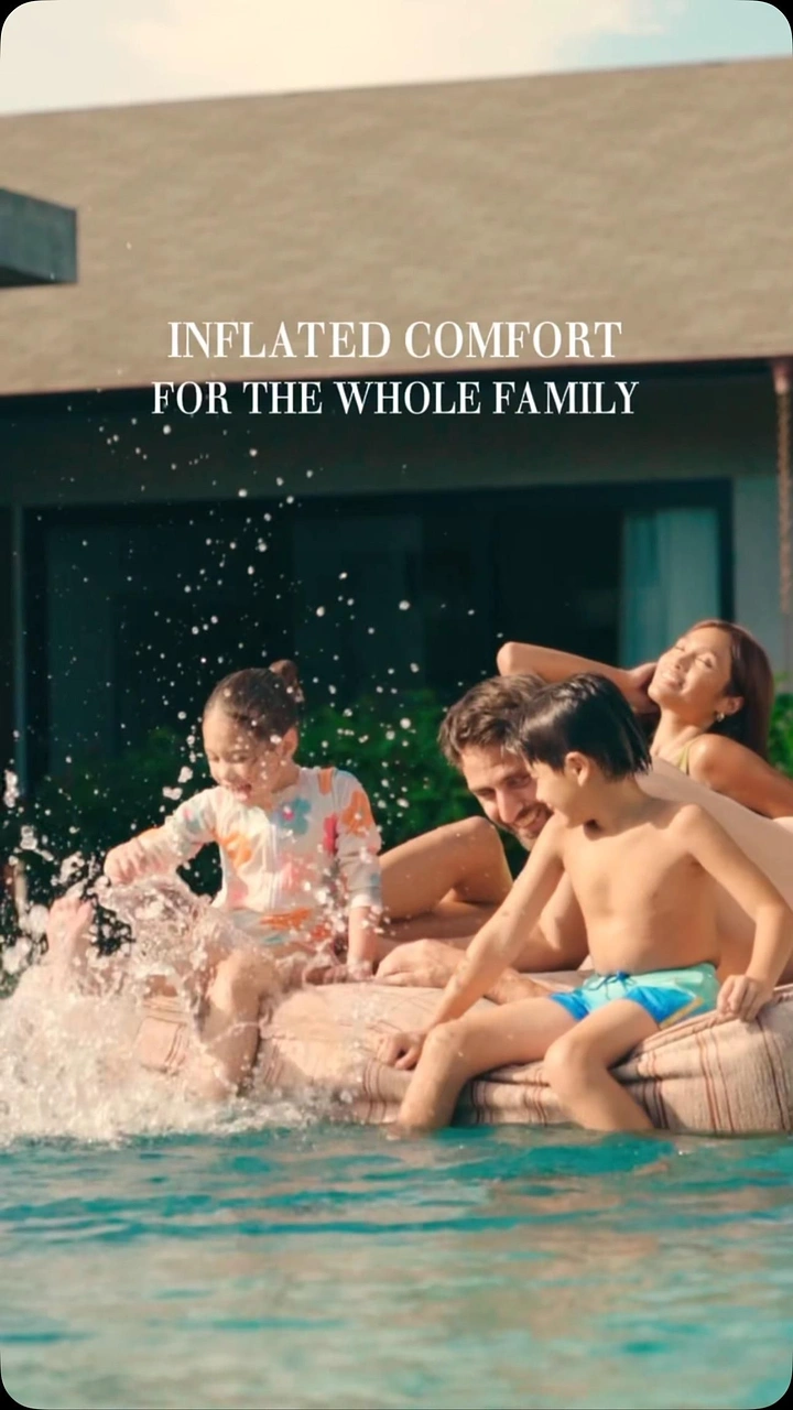 Swimming Pools & Pool Care creative ad: Witty inflated-comfort family pool concept