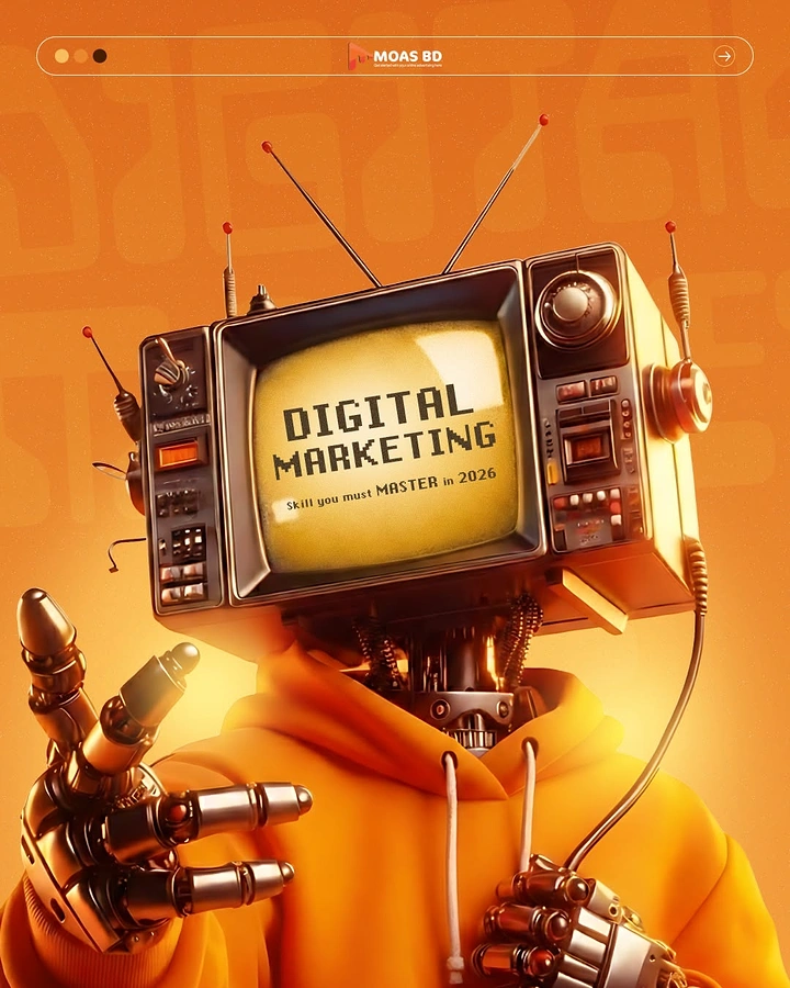 Agency creative ad: Retro TV-head robot as marketing metaphor