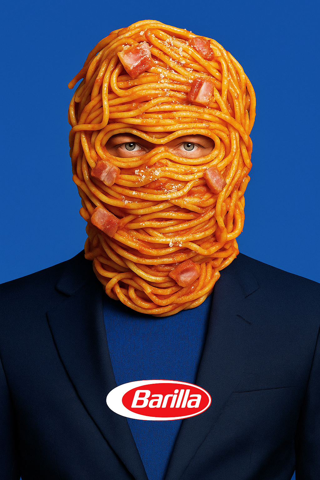 Story: Portrait sculpted entirely from noodles
