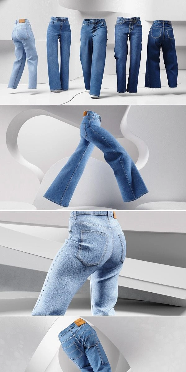 Denim & Jeans Brands creative ad: Sculptural jeans variety composition