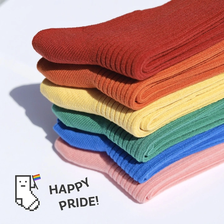 Socks Brands creative ad: Rainbow sock stack celebrates Pride