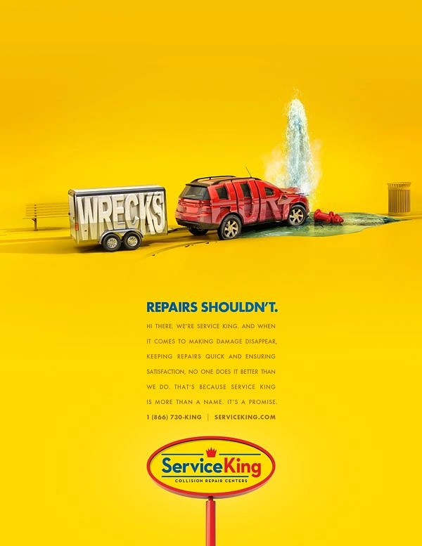 Towing & Roadside Assistance creative ad: Wreck imagery reinforces repair message