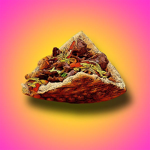 Arabic & Middle Eastern Restaurants creative ad: Surreal illustrated kebab centerpiece