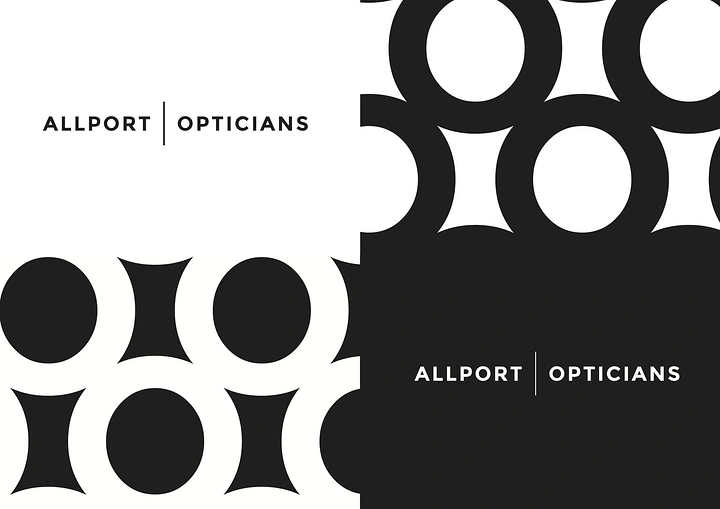 Opticians & Eye Care creative ad: Glasses shapes turned into bold brand pattern