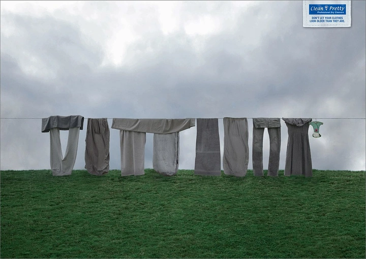 Laundry & Dry Cleaning creative ad: Trousers on clothesline forming a shape