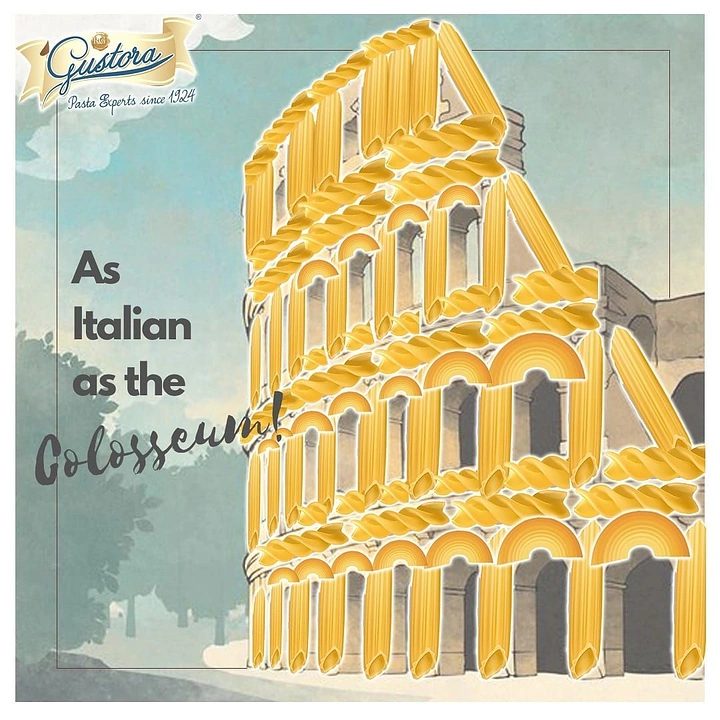 Italian Restaurants creative ad: Pasta columns recreate the Colosseum