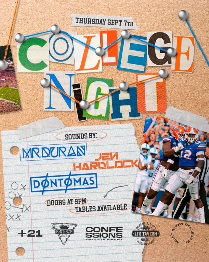 Instagram post: Pinned letter collage gives college night personality