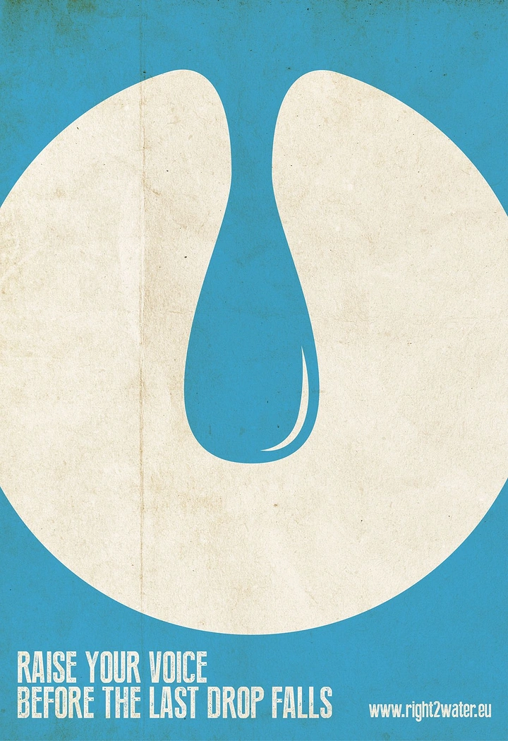 Creative ad: Water drop formed in negative space inside a circle