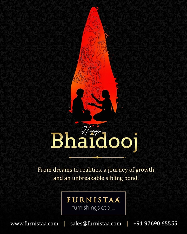 Bhai Dooj creative ad: Red tilak shape holds sibling silhouettes