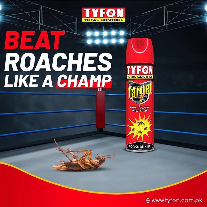 Pest Control creative ad: Boxing ring: spray can knocks out roach