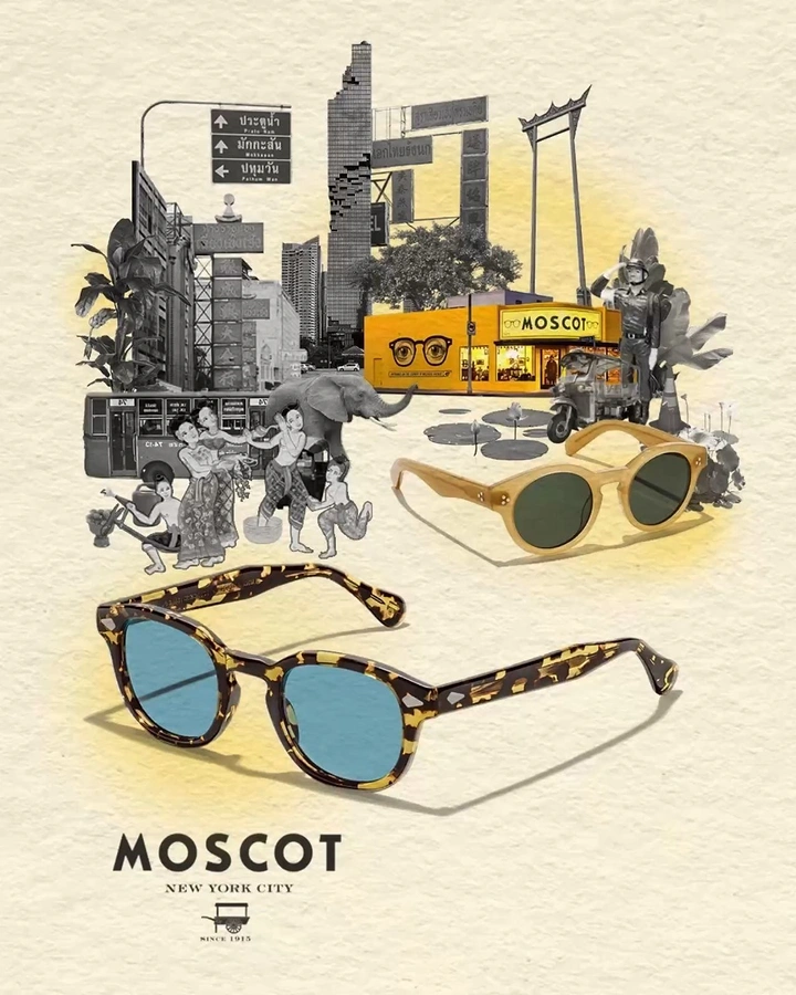 Sunglasses Brands creative ad: Vintage collage turns eyewear into city culture