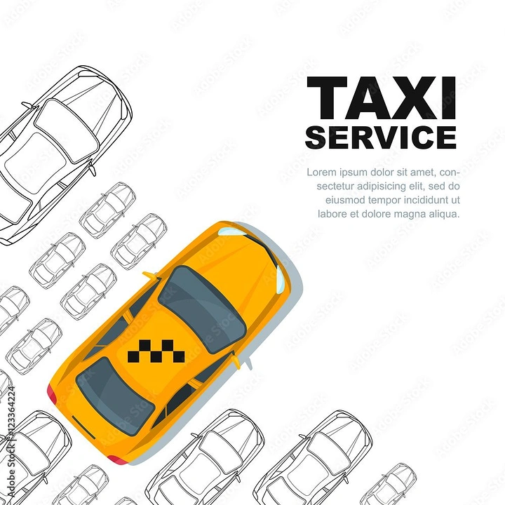 Taxi & Cab Services creative ad: Taxi breaks through sketched parking grid