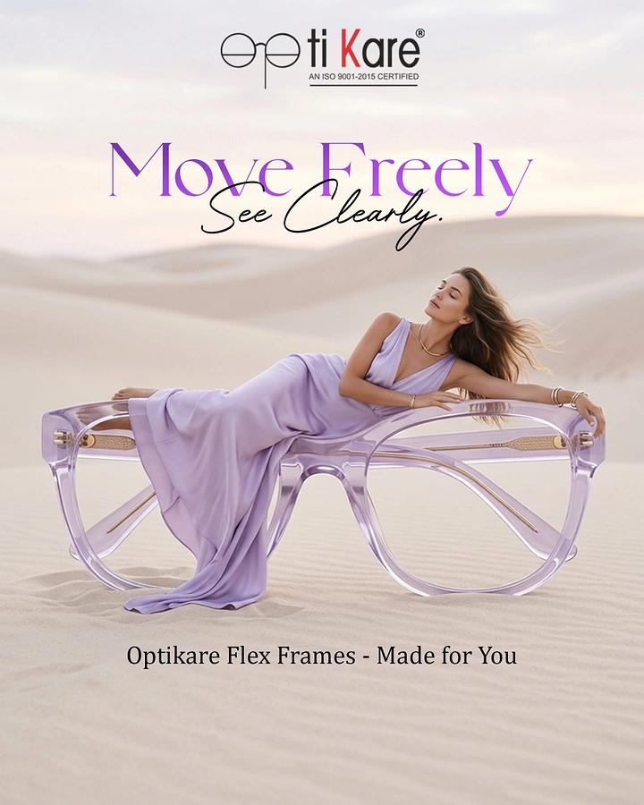 Opticians & Eye Care creative ad: Giant frames as desert lounge seat