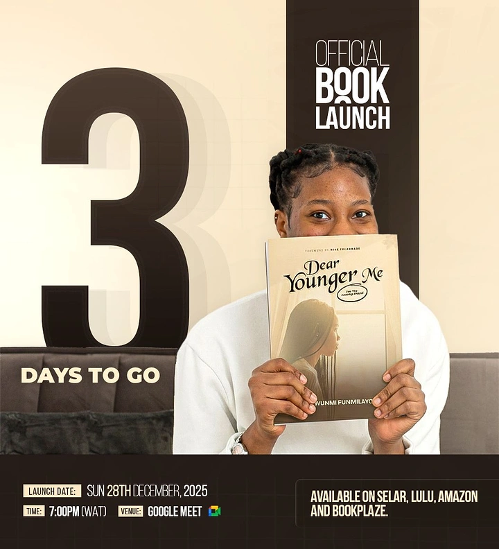 Bookstores creative ad: Giant countdown numeral, author peeking behind book