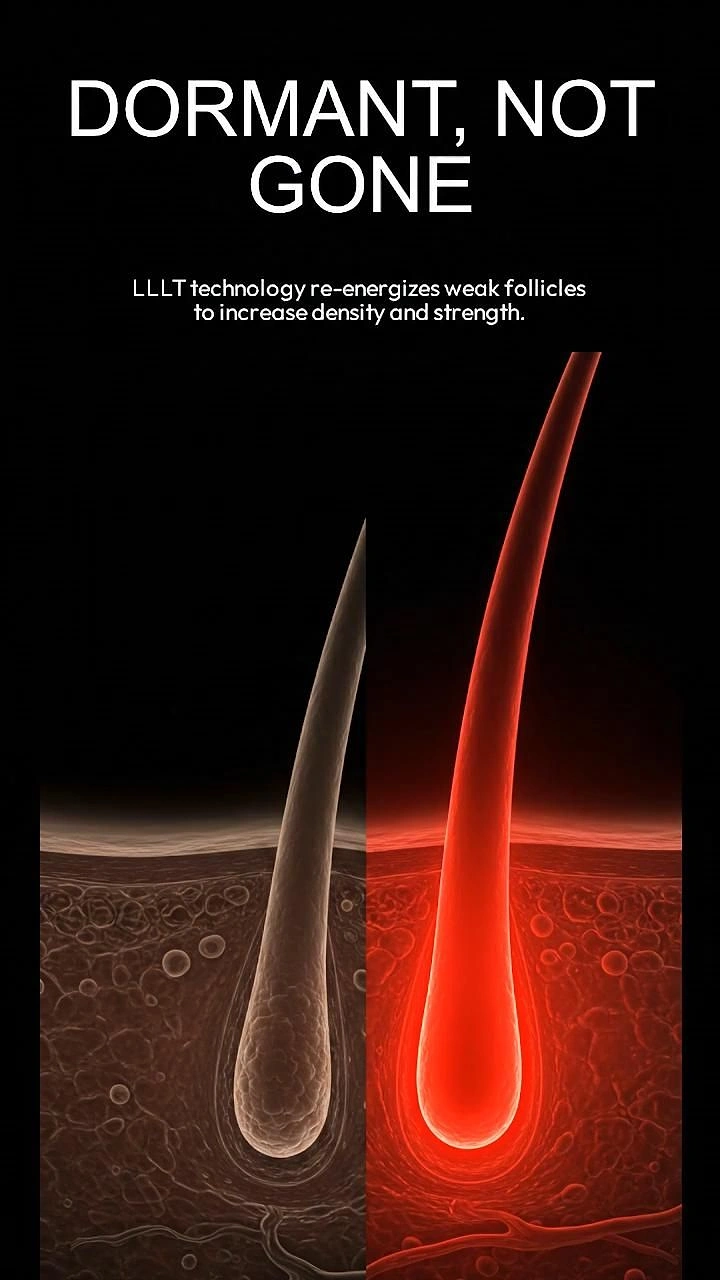 Hair Transplant & Hair Clinics creative ad: Glowing follicle split, dormant not gone
