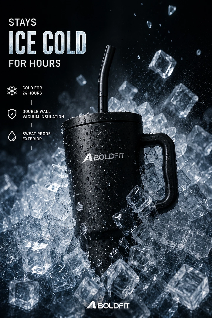 Tumblers, Flasks & Drinkware creative ad: Ice-block product durability metaphor
