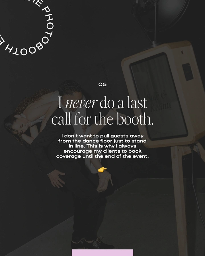 Photo Booth Rentals creative ad: Last-call copy pairs with phone booth