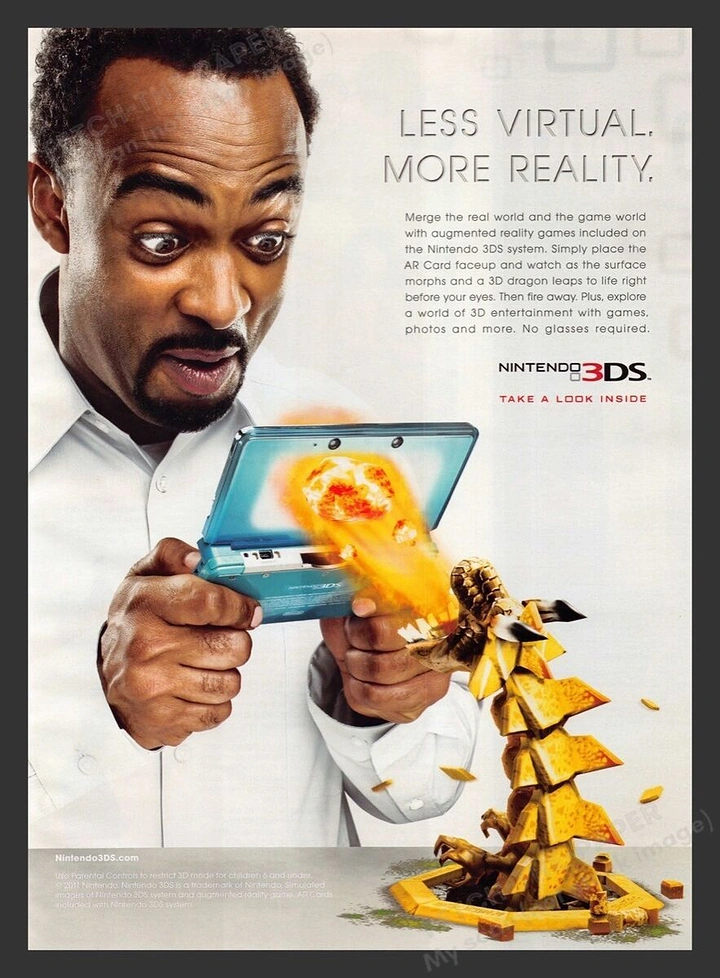 Gaming & Esports creative ad: AR dragon bursts from 3DS screen
