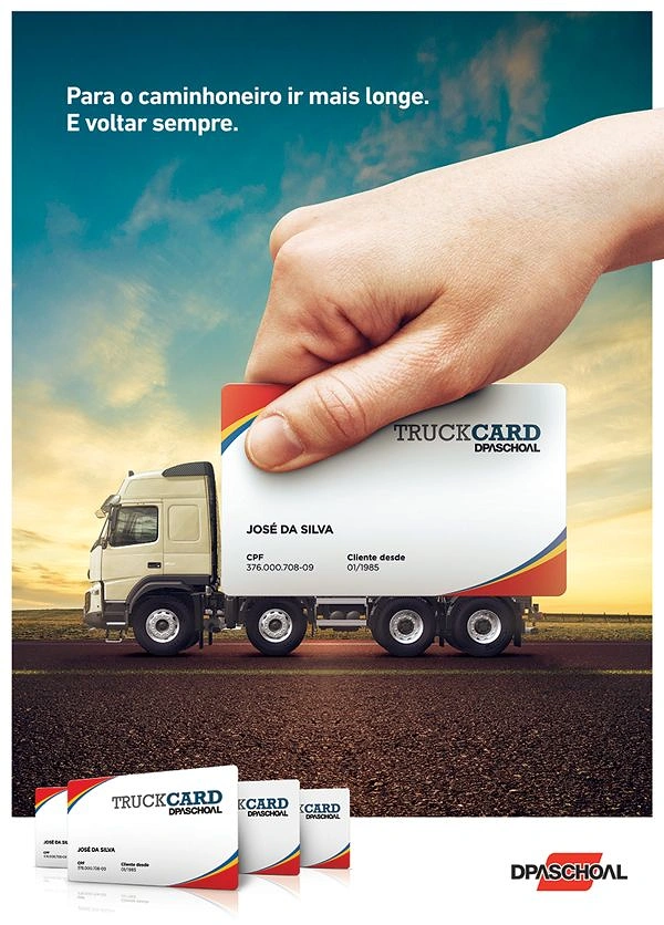Towing & Roadside Assistance creative ad: Fuel card aligns with miniature truck