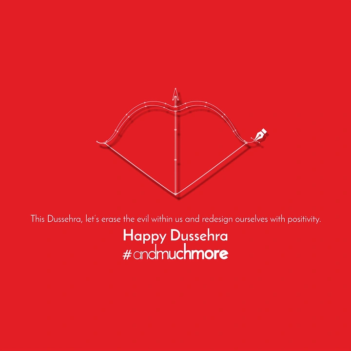 Dussehra creative ad: Bow and arrow drawn as a vector path with a pen-tool cursor