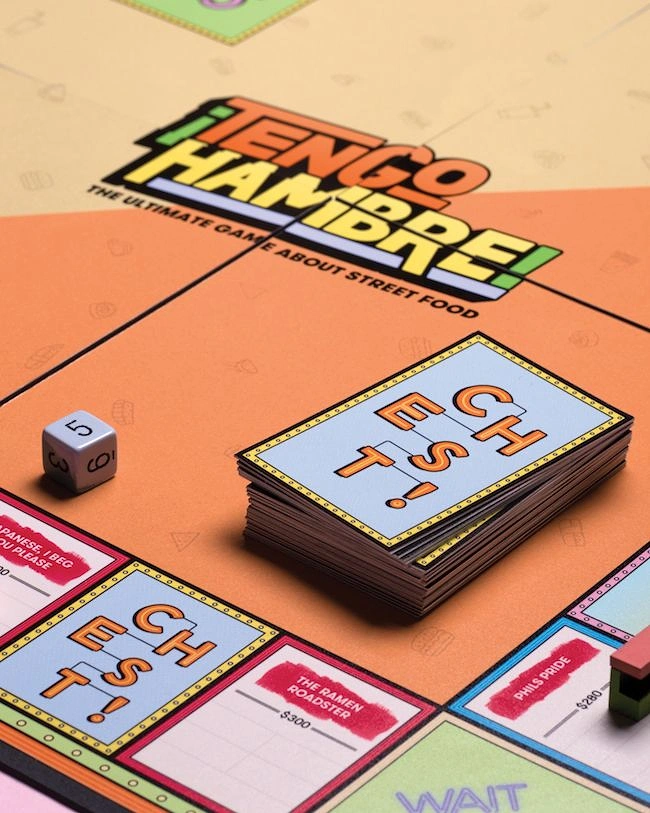 Board Games & Game Cafes creative ad: Playful food-themed game branding concept