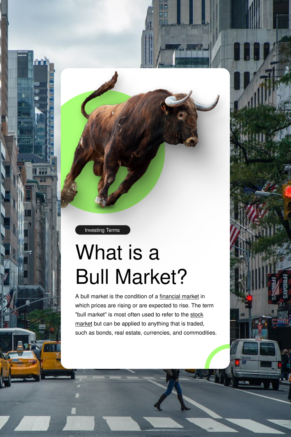 Story: Bull bursting from card on street