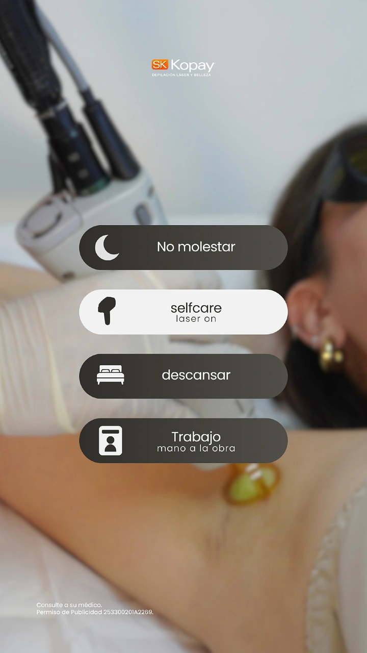Skin & Cosmetic Clinics creative ad: Phone focus-mode toggles as self-care