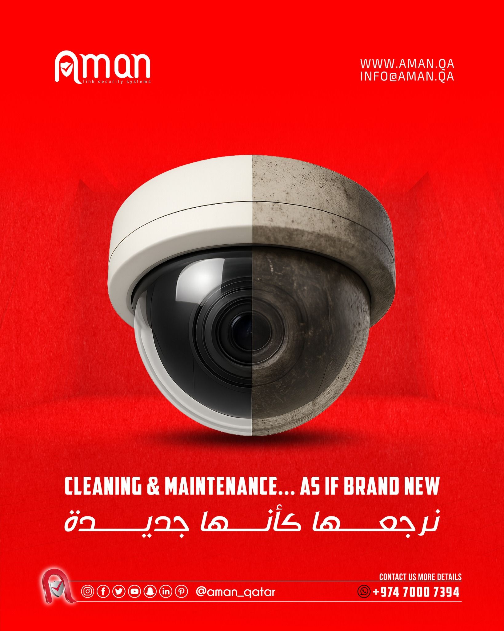 Instagram post: Dome camera split half clean, half dirty