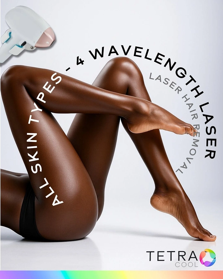 Laser Hair Removal Clinics creative ad: Typography wraps strikingly around body