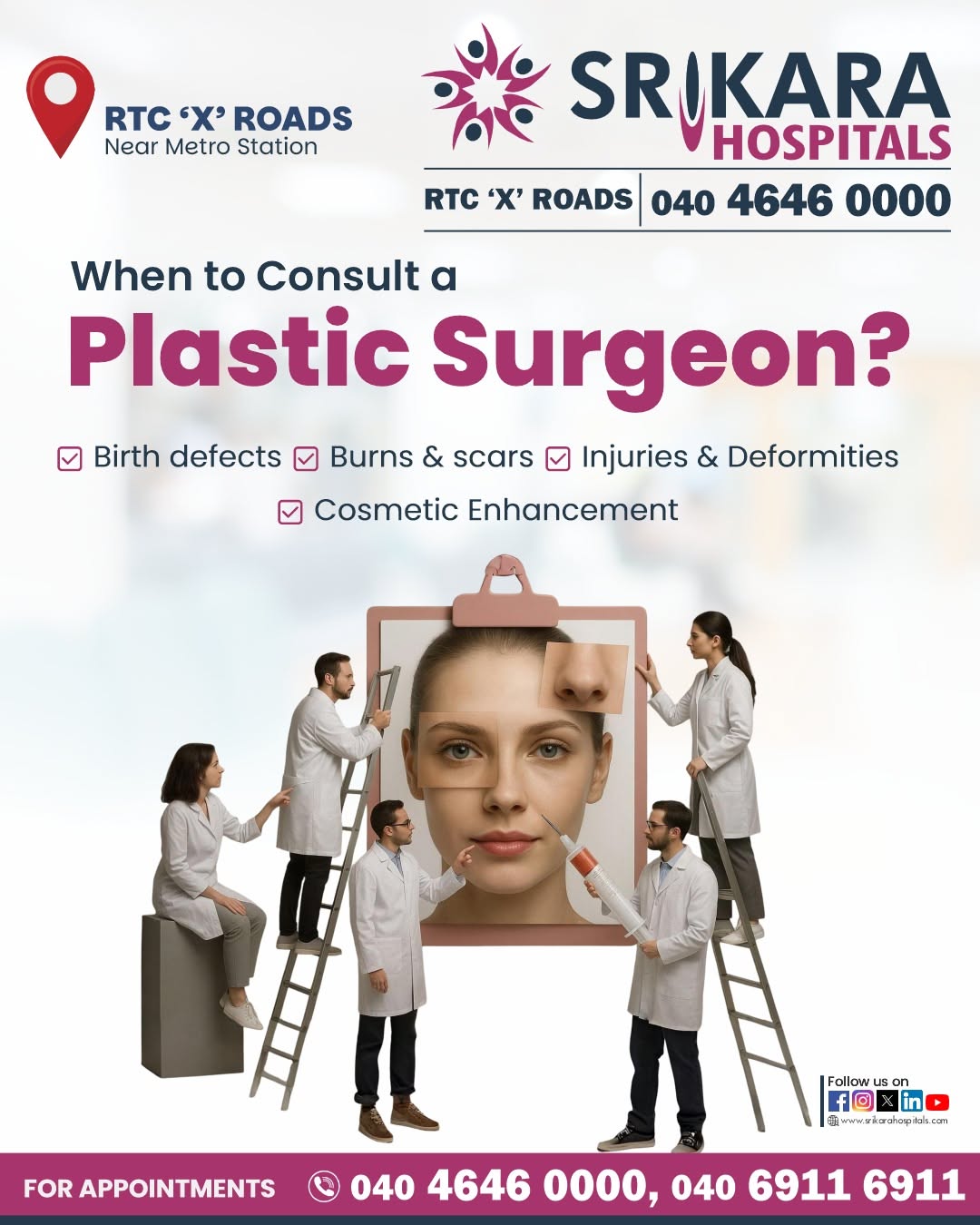 Instagram post: Surgeons frame a face as consultation metaphor