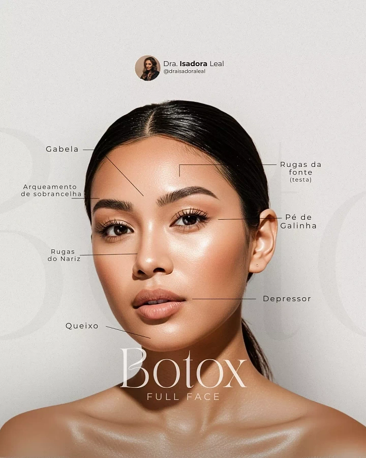 Skin & Cosmetic Clinics creative ad: Face mapped with Botox injection zone labels