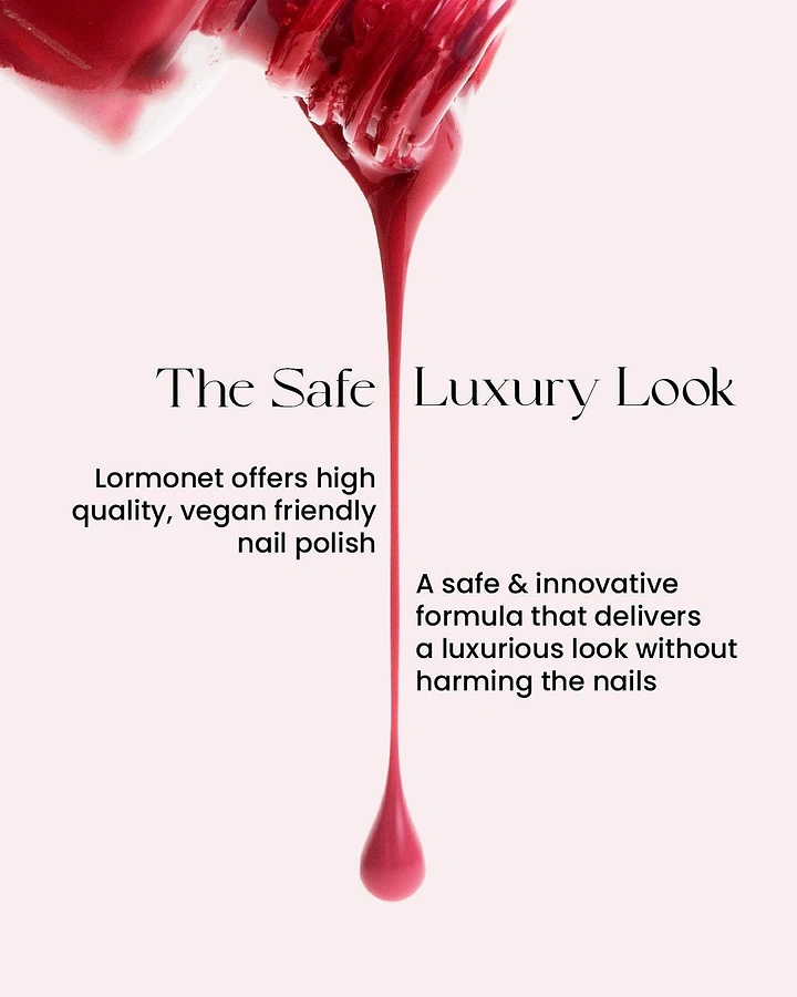 Nail Polish Brands creative ad: Polish drip visualizes safe luxury