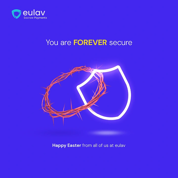 Easter creative ad: 3D crown of thorns interlocked with a glowing neon shield