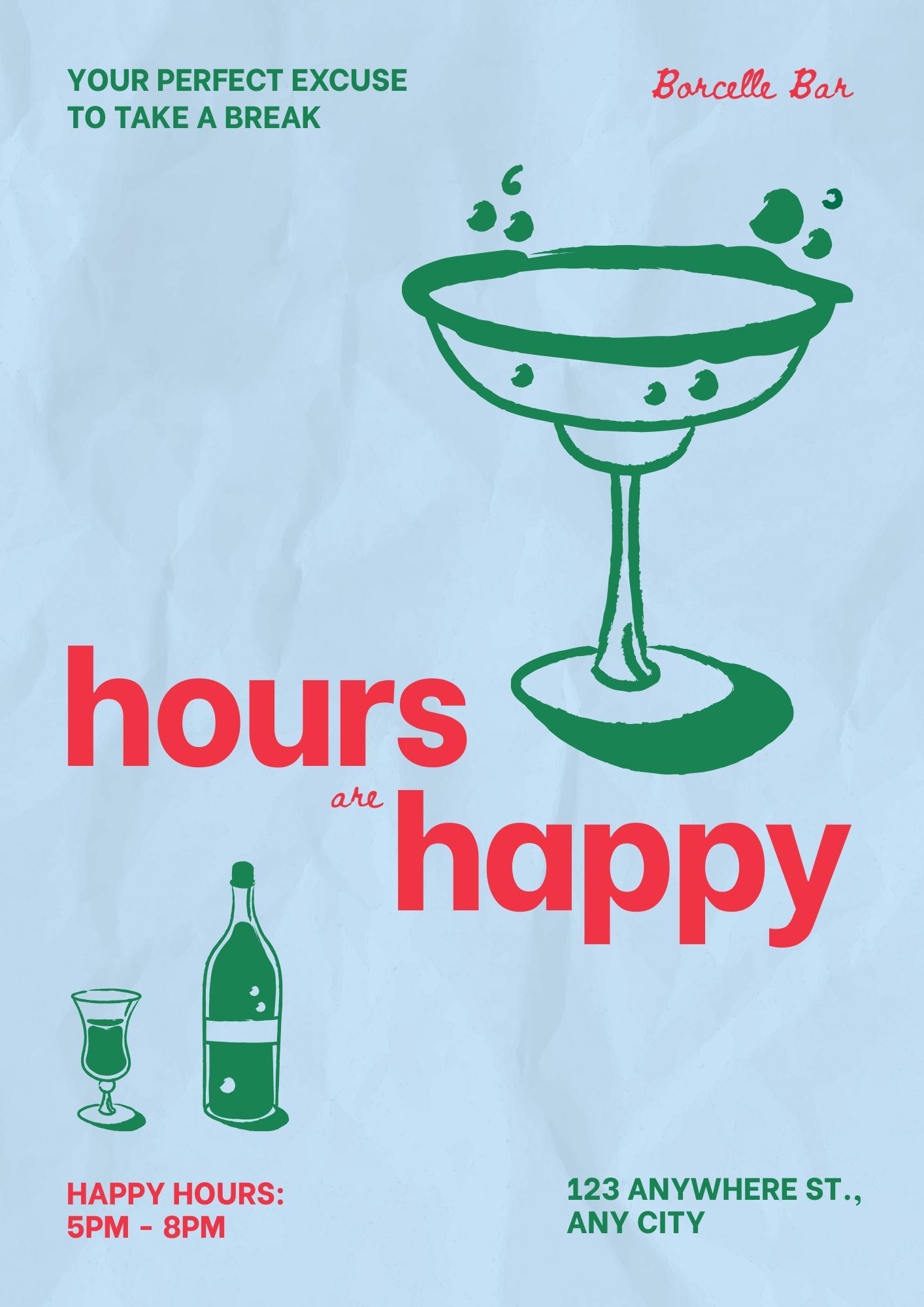 Story: Witty hours-are-happy cocktail pun