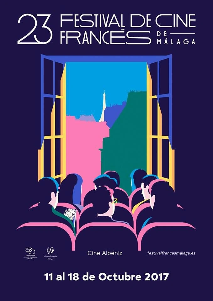 Events & Nightlife creative ad: Audience in cinema seats watching an open window onto Paris