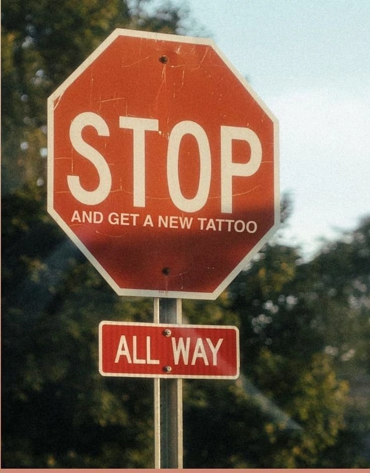 Tattoo Studios creative ad: Stop sign pun: stop and get tattoo