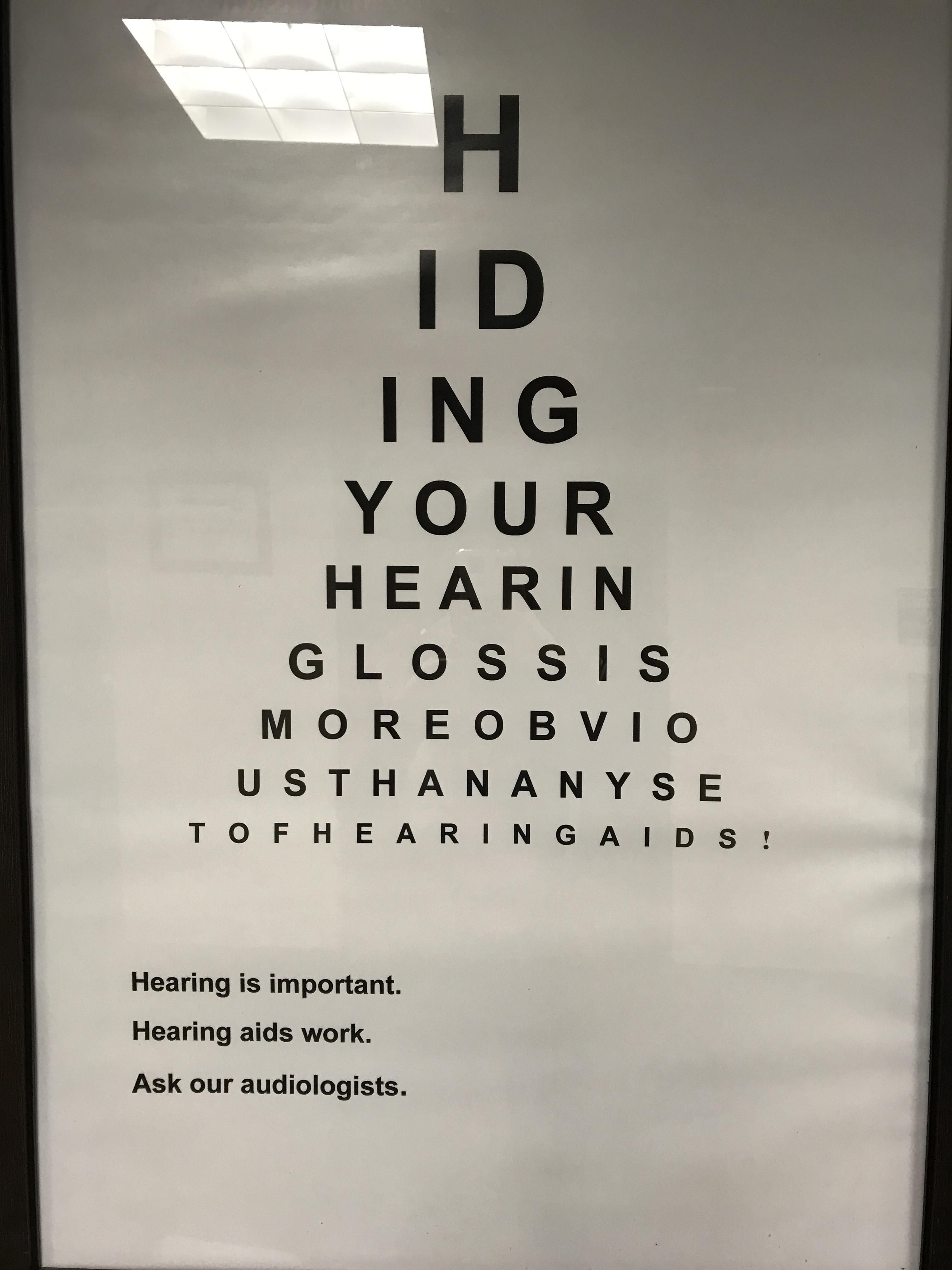 Instagram post: Eye chart hides hearing aid message