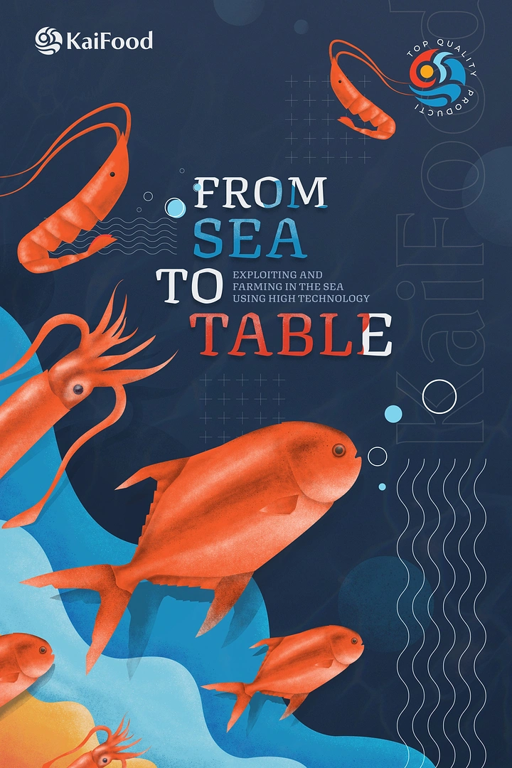 Seafood Restaurants creative ad: Illustrated sea-to-table narrative