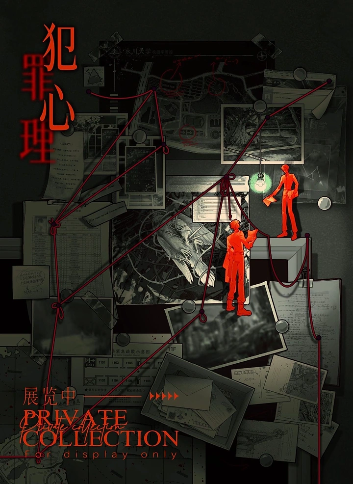 Escape Rooms creative ad: Investigation-board visual for private collection