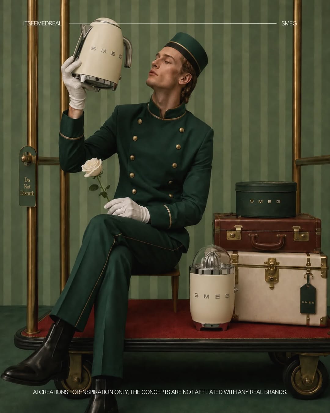 Instagram post: Butler serving Smeg ritual, editorial staging, slide 4