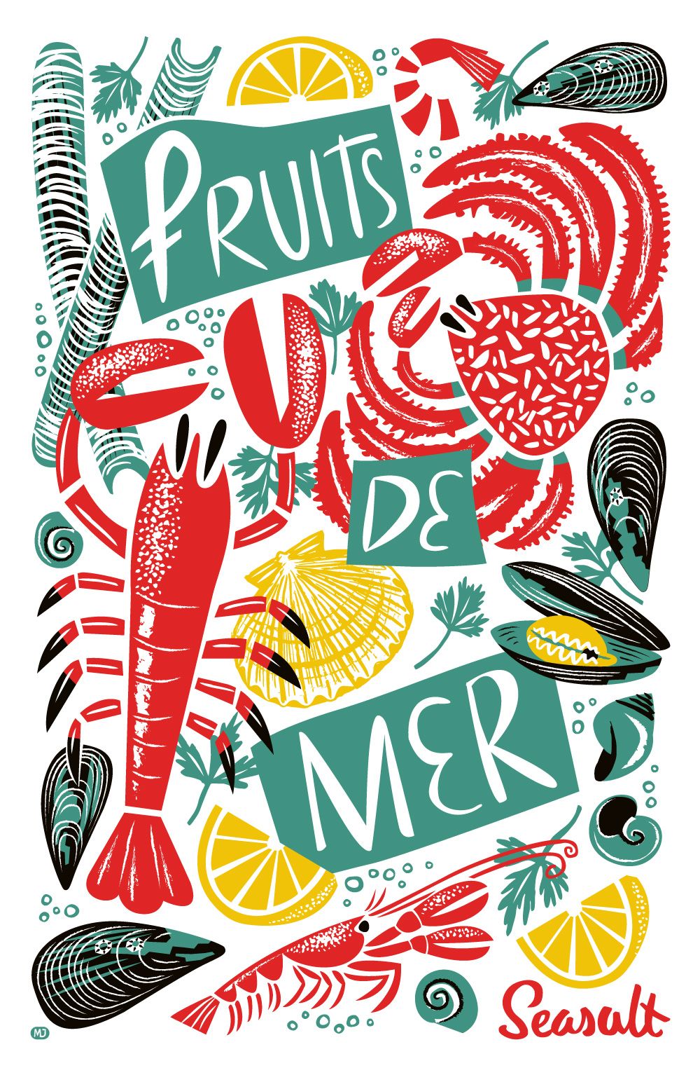 Story: Expressive sea-fruit typography composition