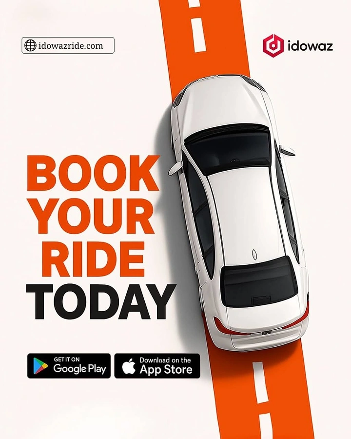 Car Rental creative ad: Top-down car on orange road stripe